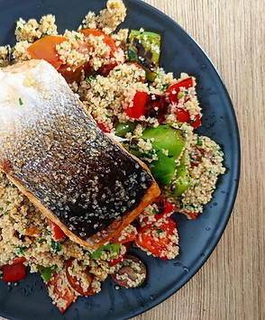 Salmon with grilled vegetable and couscous