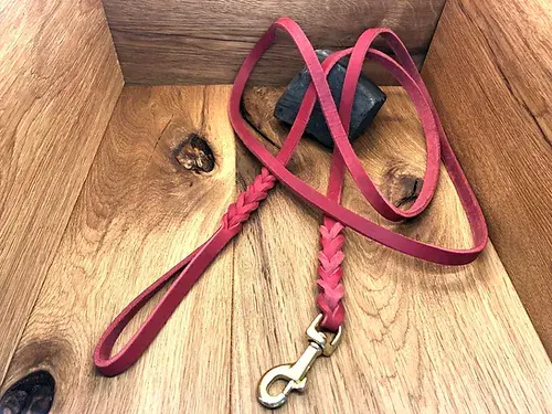 Miniaturbild: Hunde Lederleine in Rot