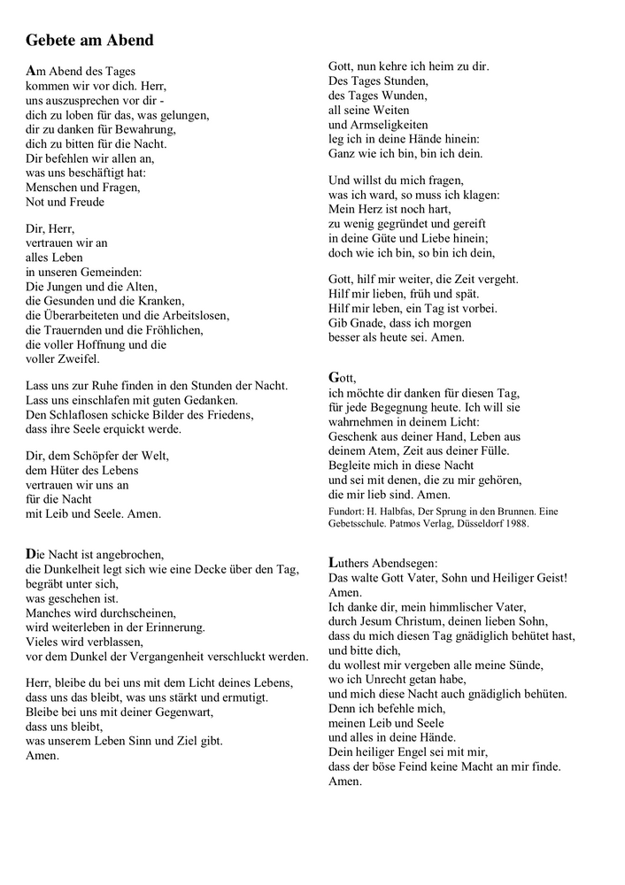 Gebete Am Abend