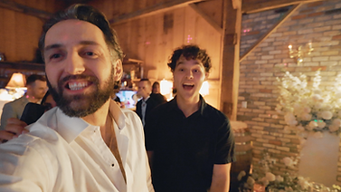 Groom taking a selfie with Welland videographer Ben.