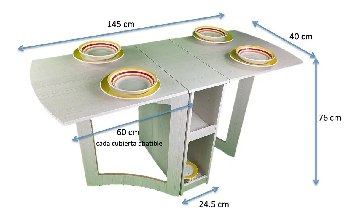 Mesa Plegable Ervo Mdf Texturizado 150x60 Cm 75 Cm