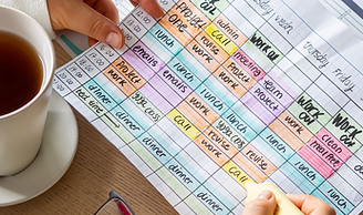 Handwritten color coded calendar