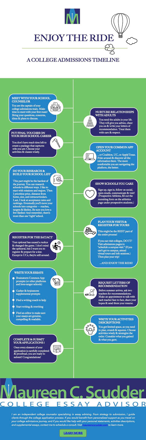 college application planning calendar