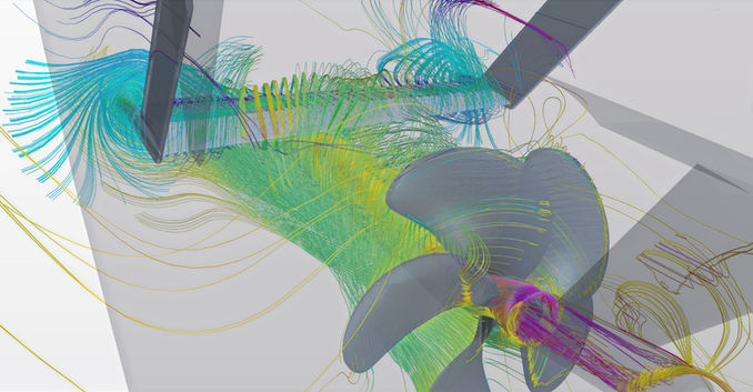 CFD analysis of propeller–hydrofoil interaction for rear foil positioning and propulsion integration by Musca Marine Design.