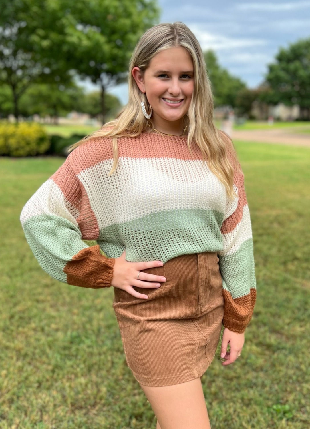 Mint and Blush Colorblock Knitted Sweater