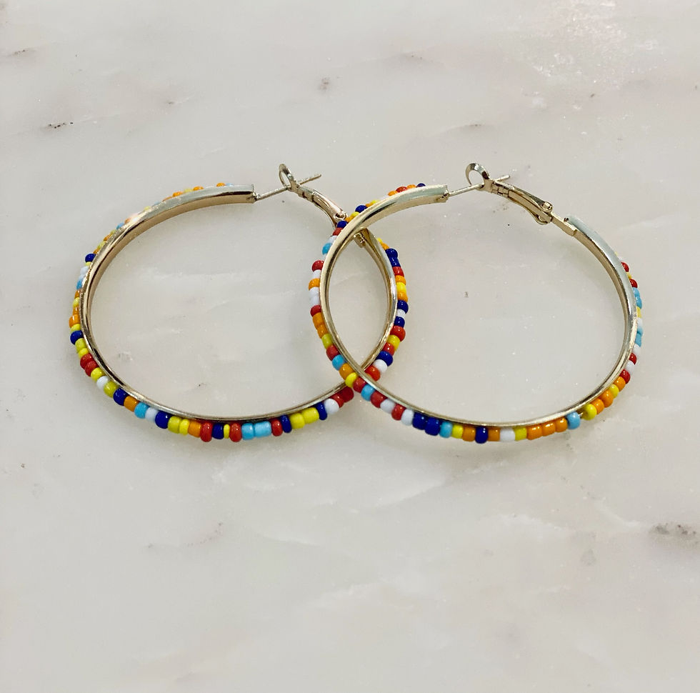 Thumbnail: Beaded Hoop Earrings