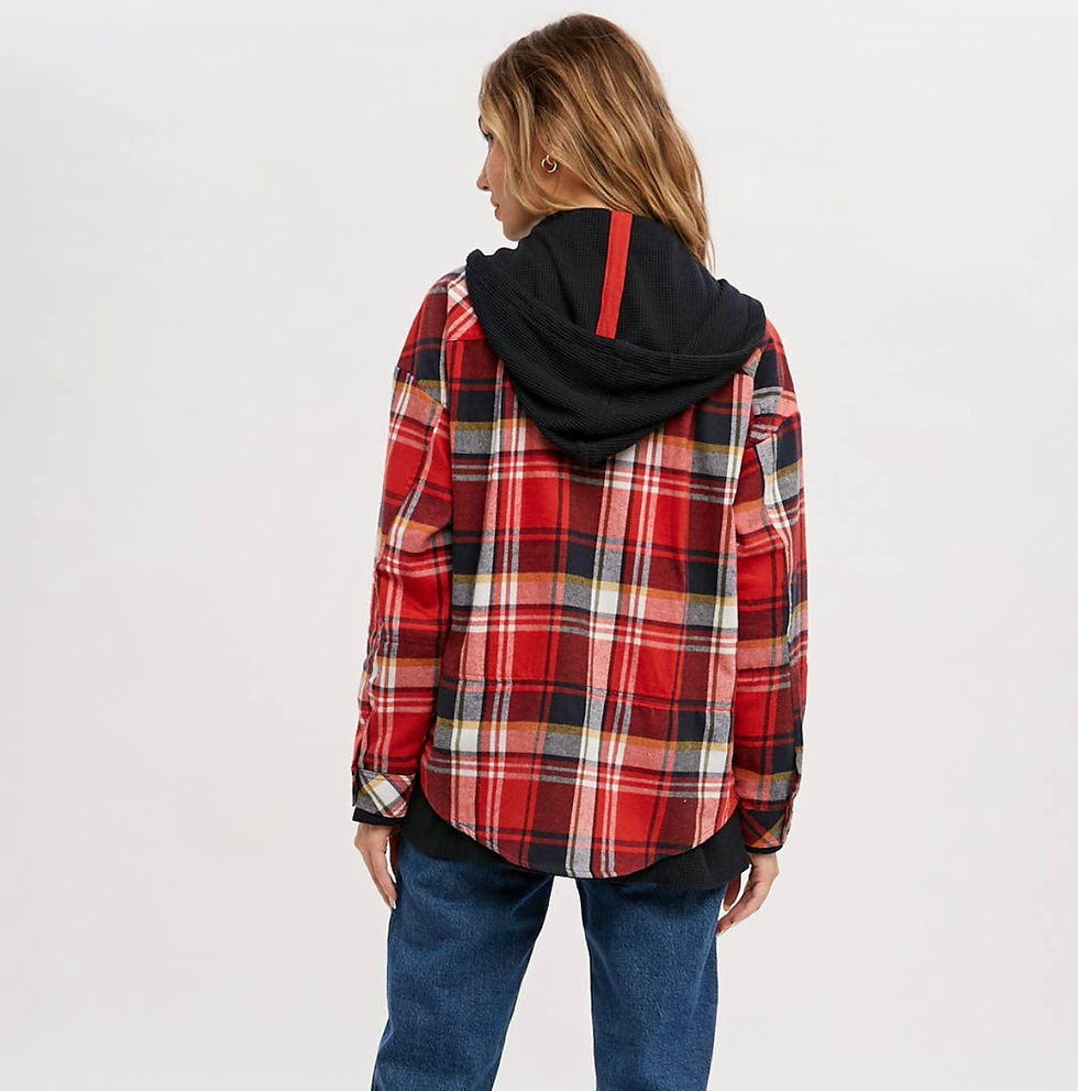 Thumbnail: Plaid Flannel Button Up Hoodie