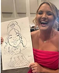 a woman is excited about her caricature