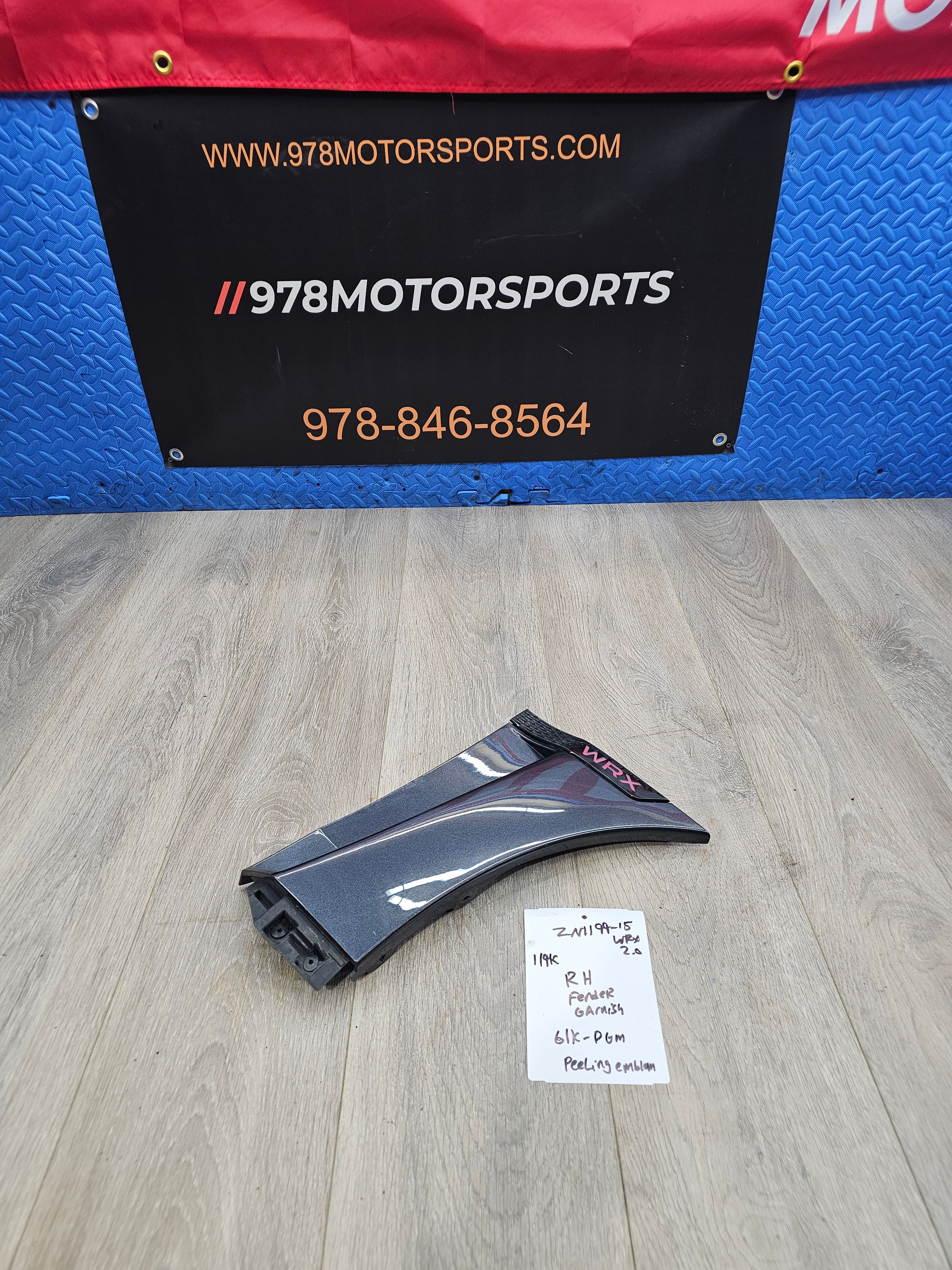 2015-2021 Subaru wrx 2.0 right passenger fender trim garnish 91112VA101NN DGM