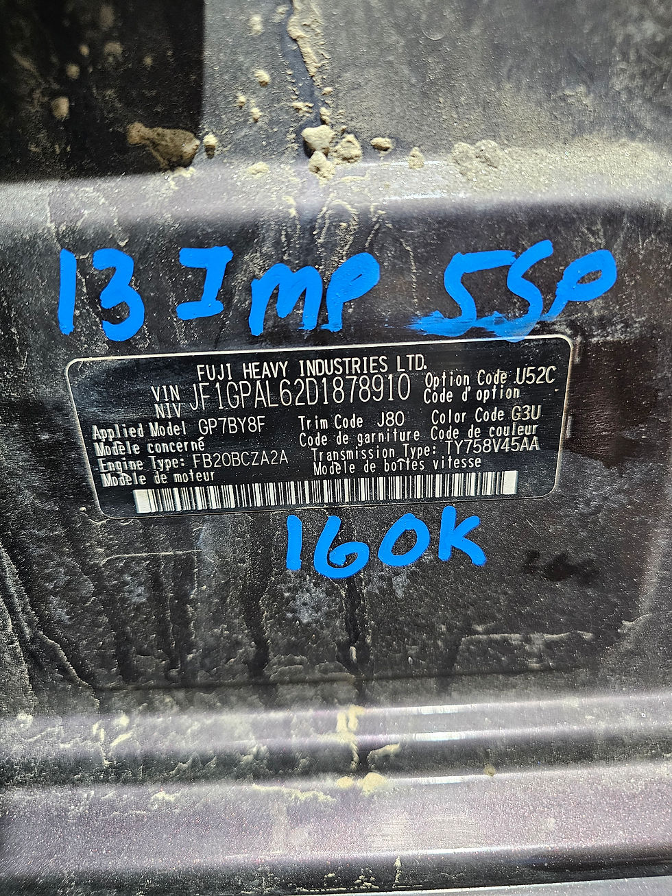 Thumbnail: 2012-2013 Subaru impreza 2.0 5 speed manual transmission 32000AJ990 160k