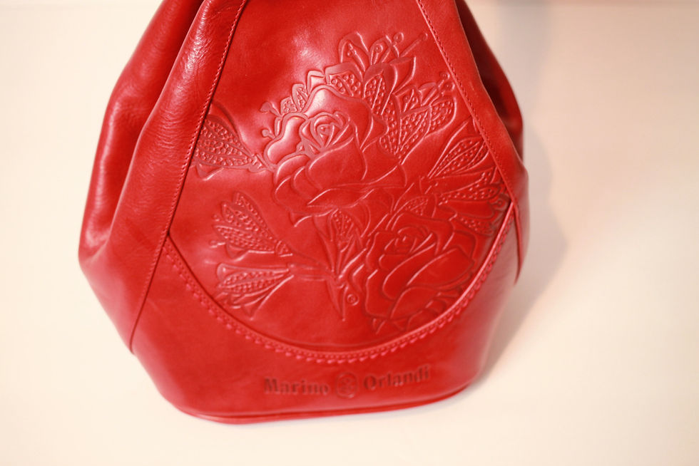 Thumbnail: Marino Orlandi Embossed Italian Leather Backpack Sling Bucket Bag