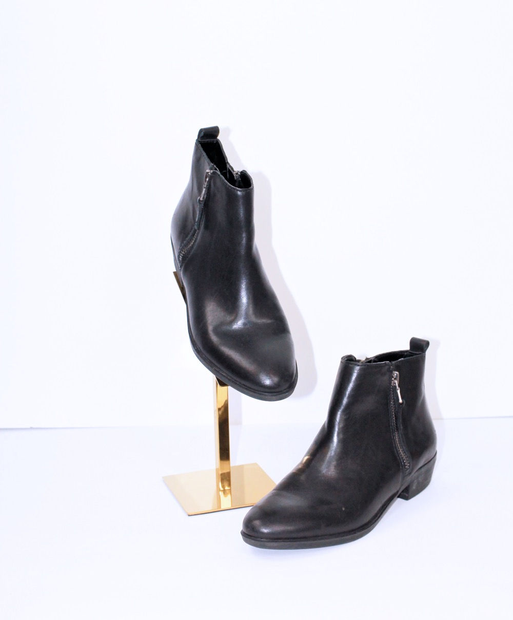 Ralph Lauren Double Zip Leather Ankle Booties Size (6.5)