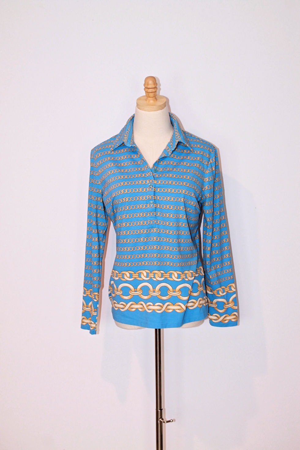 Thumbnail: J. McLaughlin Catalina Cloth Long Sleeve Gold Chain Link Top Size (M)