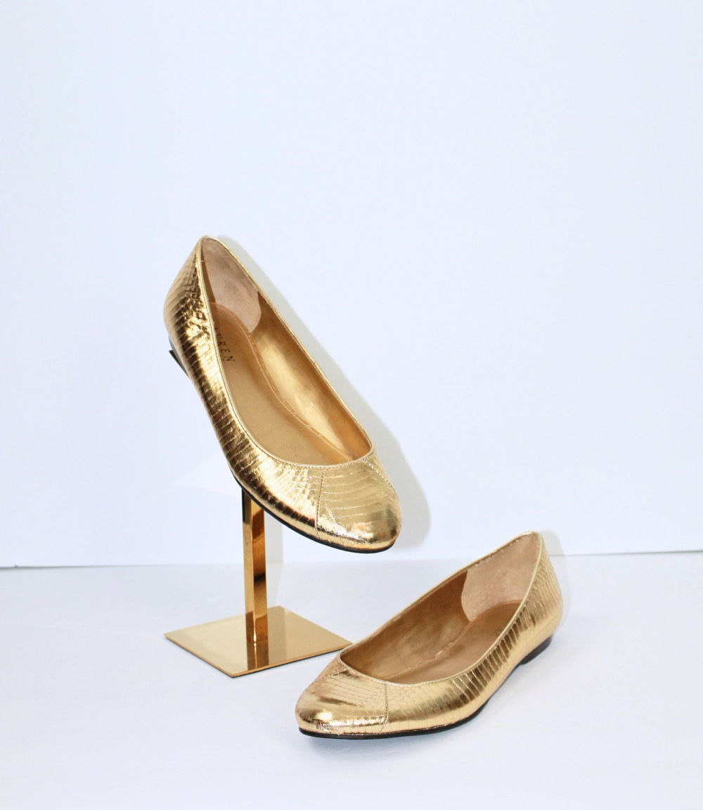 Ralph Lauren Gold Textured Flats Size (9.5)