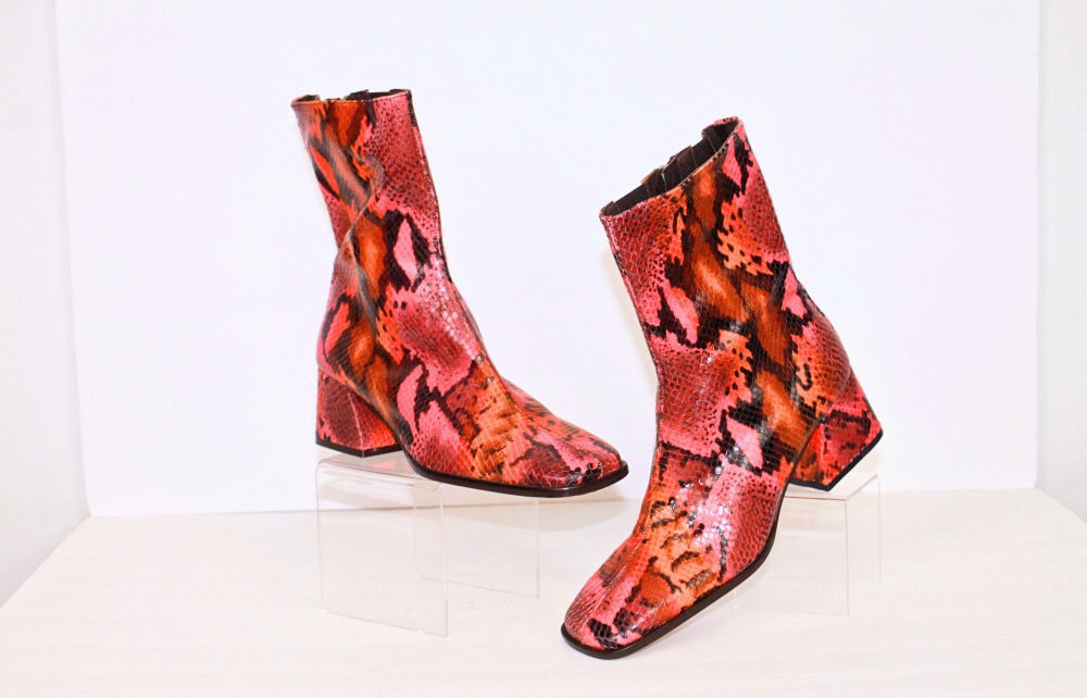 Donald J. Pliner Pink andOrange Snakeskin Boots Size 6 1/2