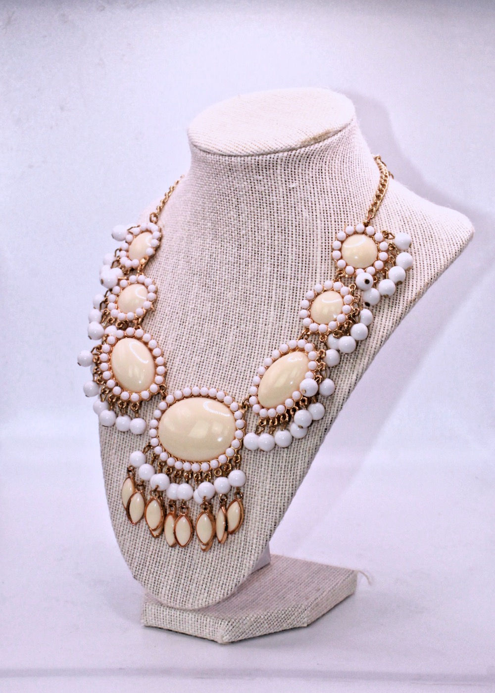 Cream and White Statement Necklace