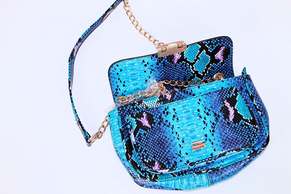 Thumbnail: Blue and Purple Faux Snakeskin Handbag
