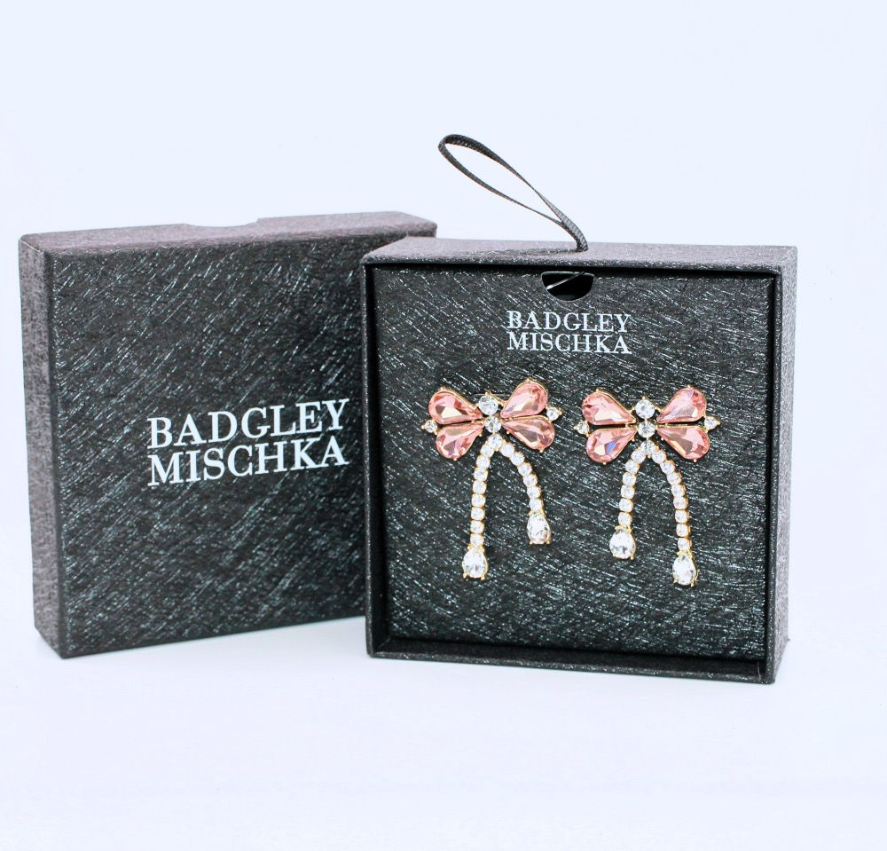 Badgley Mischka Tear Drop Bow Dangle Earrings