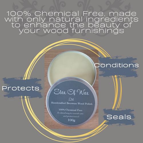 Beeswax Wood Polish With Orange Essential Oil - 30ml - Natural