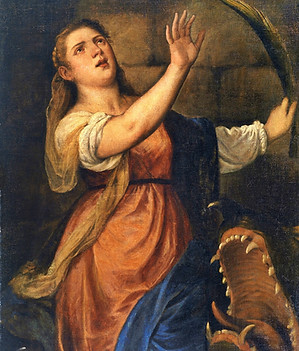 _ St. Margaret of Antioch & her inseparable friend- the demon in the form of dragon. Vecel