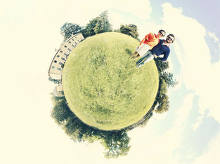 Photo drone en mode panorama spherique 360° et effet little planet près de Niort, Deux Sèvres 79. Réalisée pour un évènementiel privé.