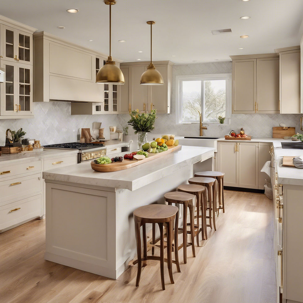 High angle view of kitchen lights illuminating a cozy cooking area
