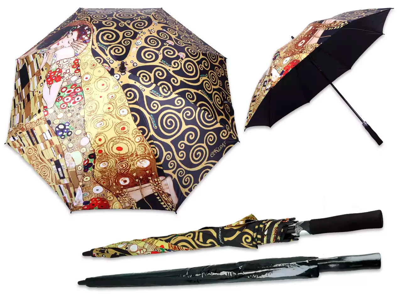 クリムト「接吻」&「生命の樹」自動開閉長傘 アート傘 93cm 晴雨兼用