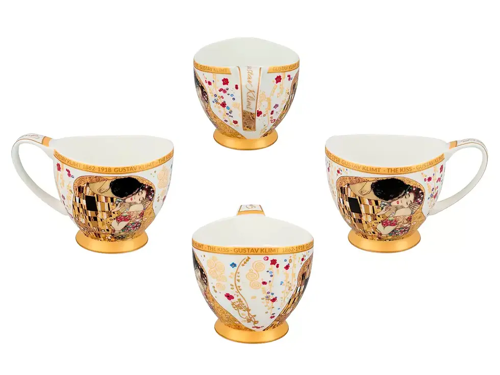 サムネイル： グスタフ・クリムト「接吻」エスプレッソカップ 白背景