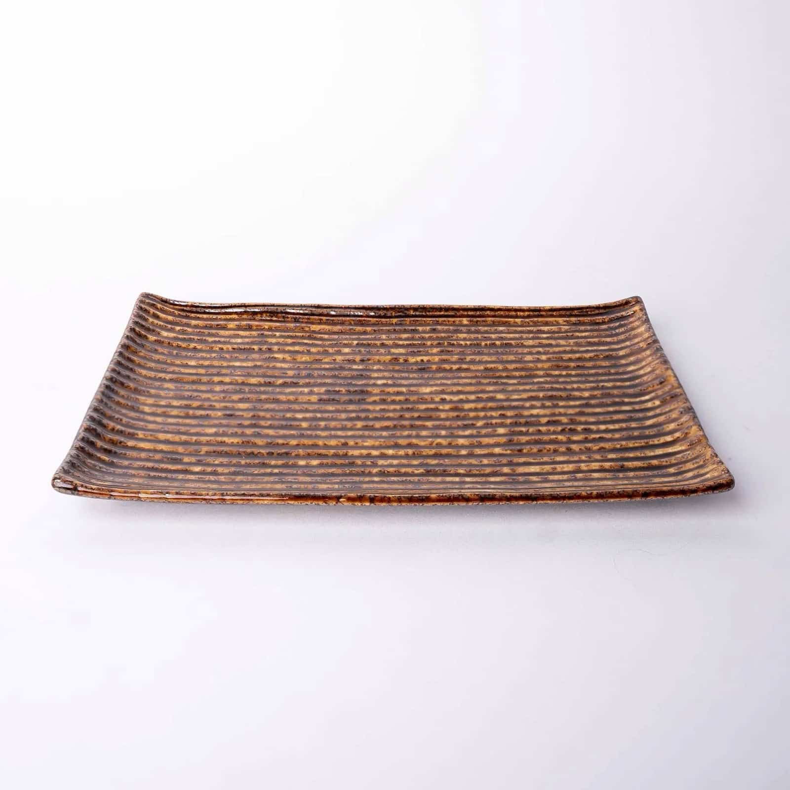Japanese Contour Glaze Sushi Plate - Amber