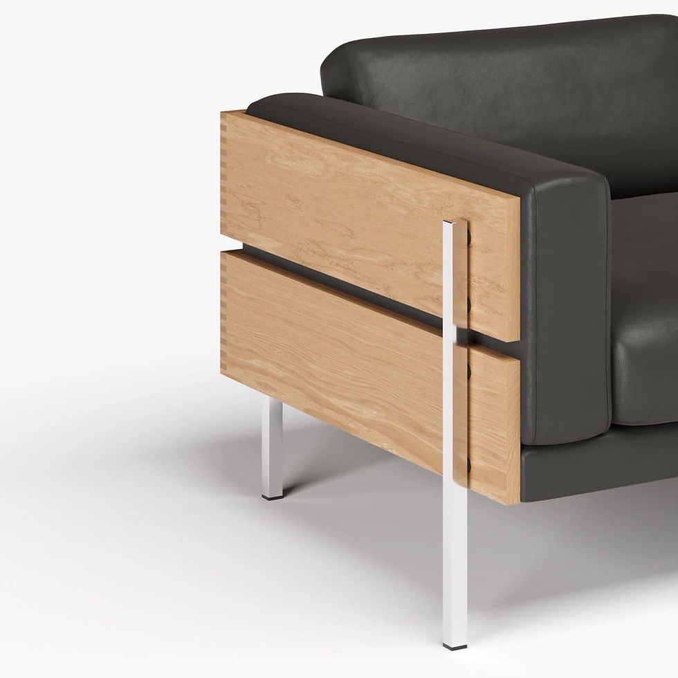 Thumbnail: Forum 3 Seater Sofa - Black Leather - Oak