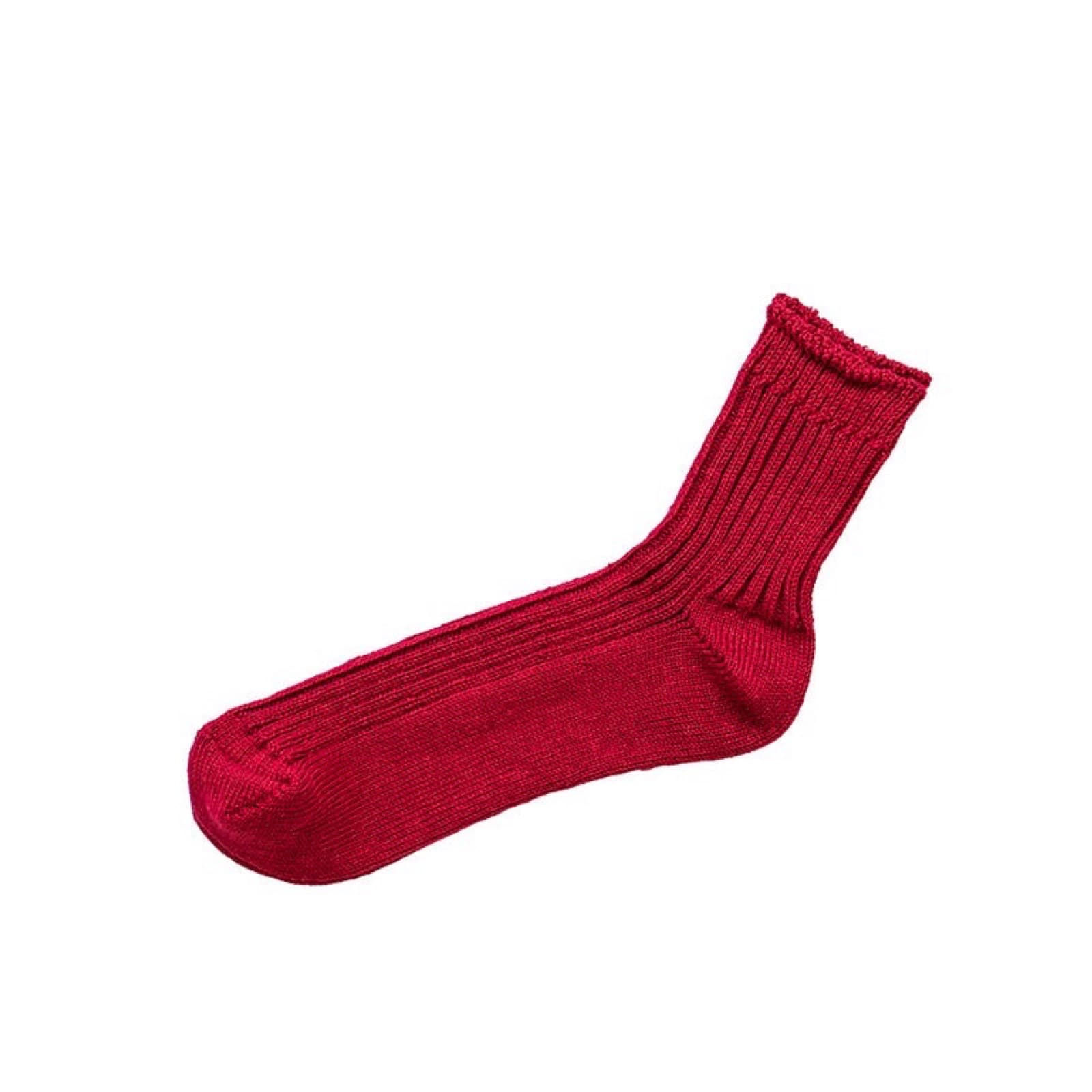 Linen Ribbed Socks - Antique Red
