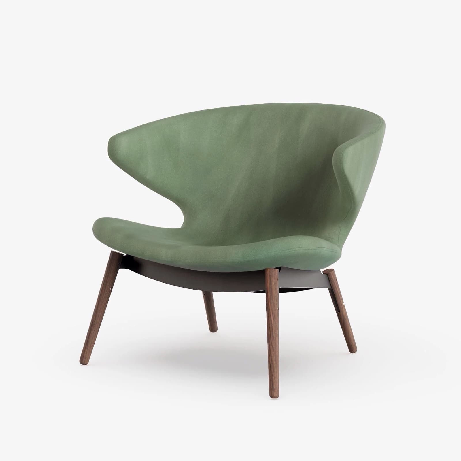 Ella Lounge Chair - Ultrasuede - Bottle Green - Walnut