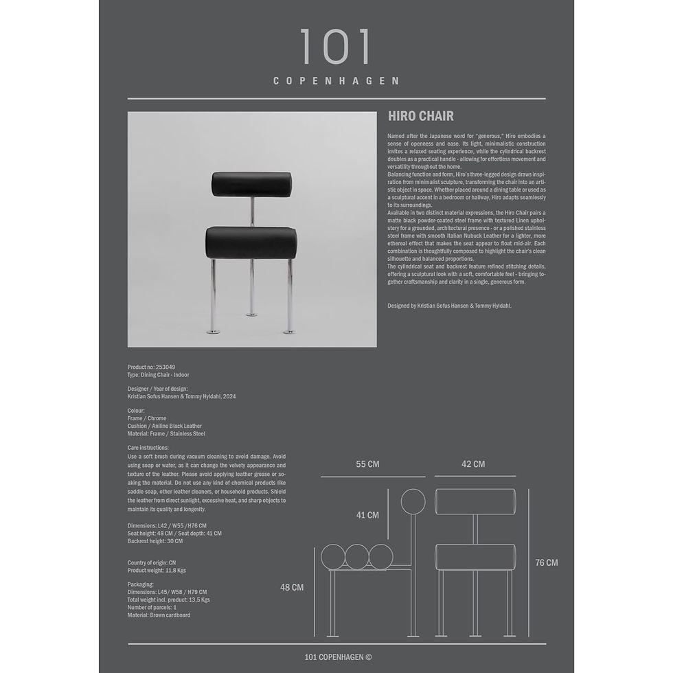 Thumbnail: Hiro Dining Chair - Stainless Steel - Aniline Leather - Black