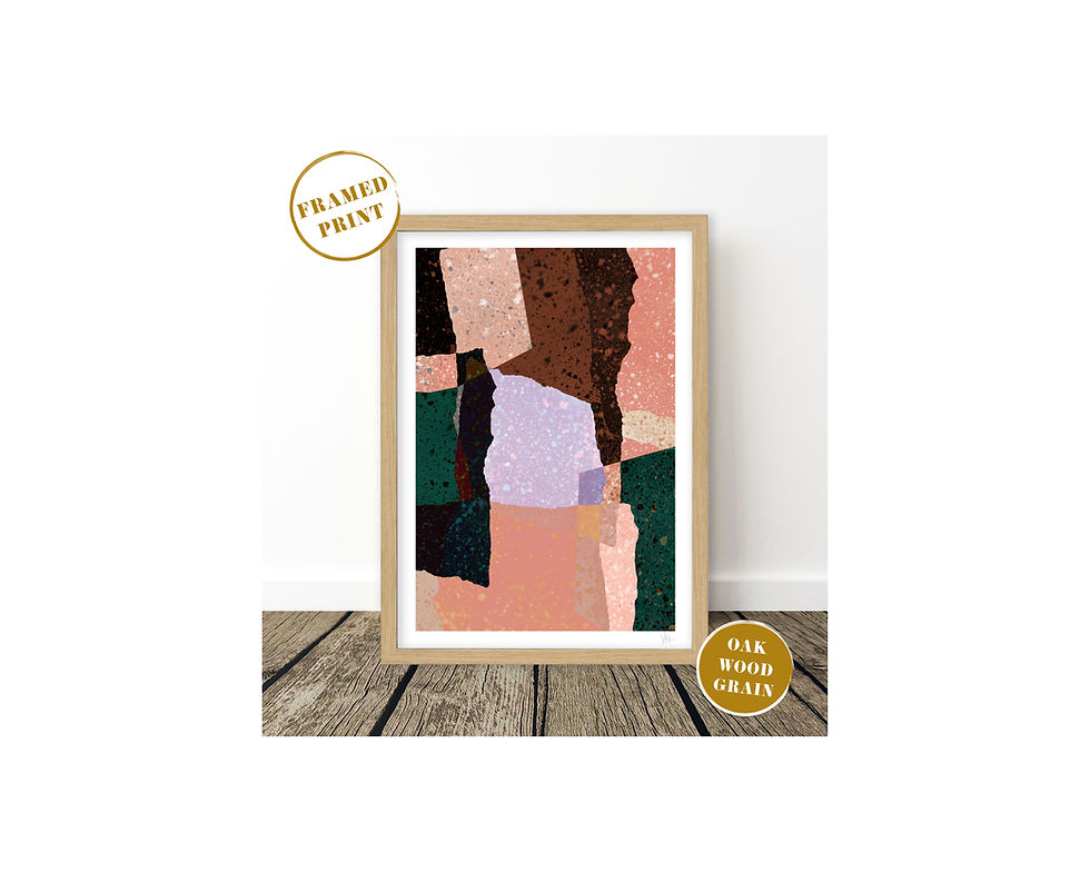Thumbnail: A bold abstract of square shapes  art print, in a rich, vivid earth tone colour palette