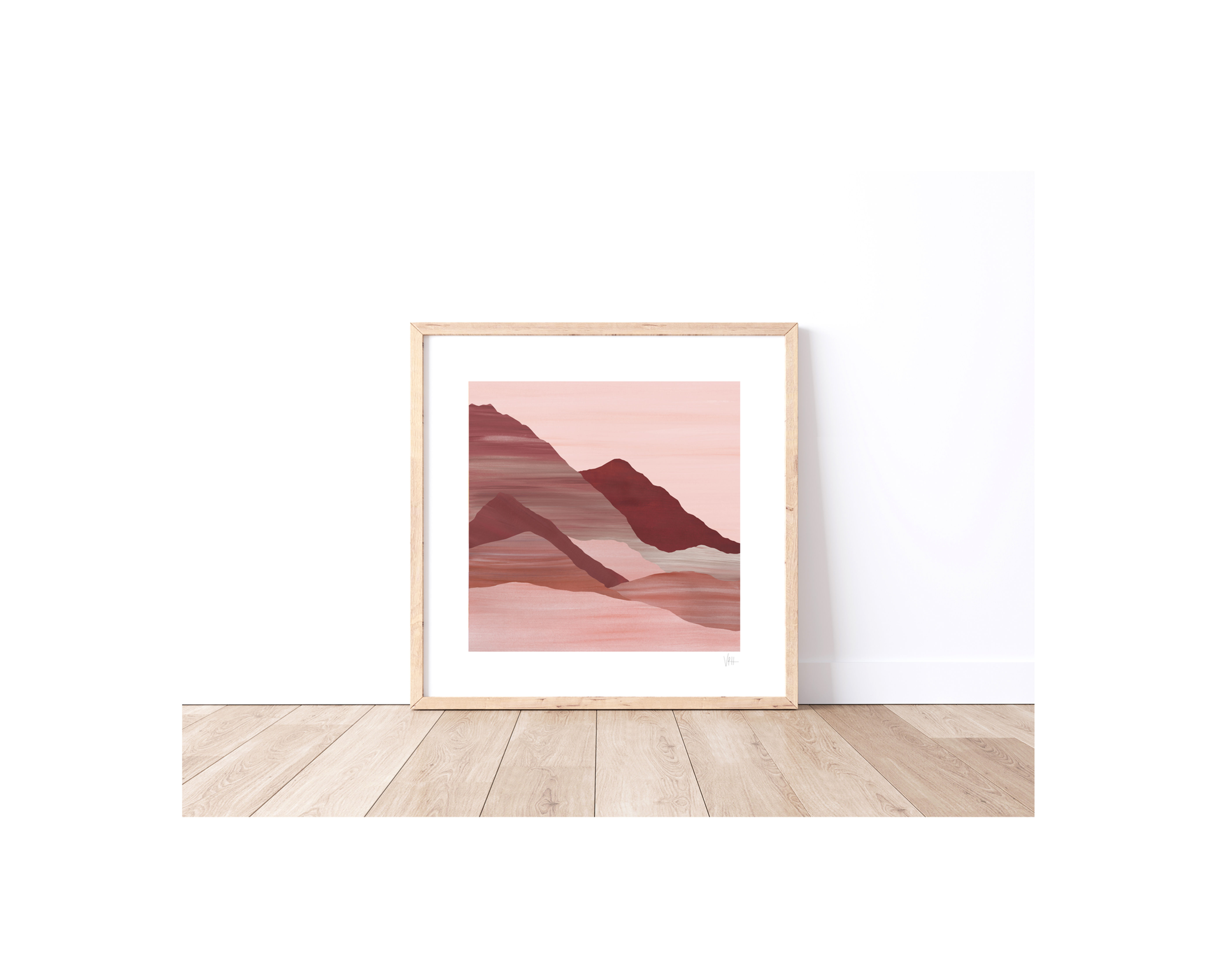 Pink Desert Mountain Landscape Print