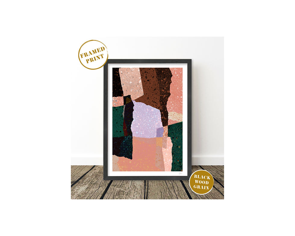 Thumbnail: A bold abstract of square shapes  art print, in a rich, vivid earth tone colour palette