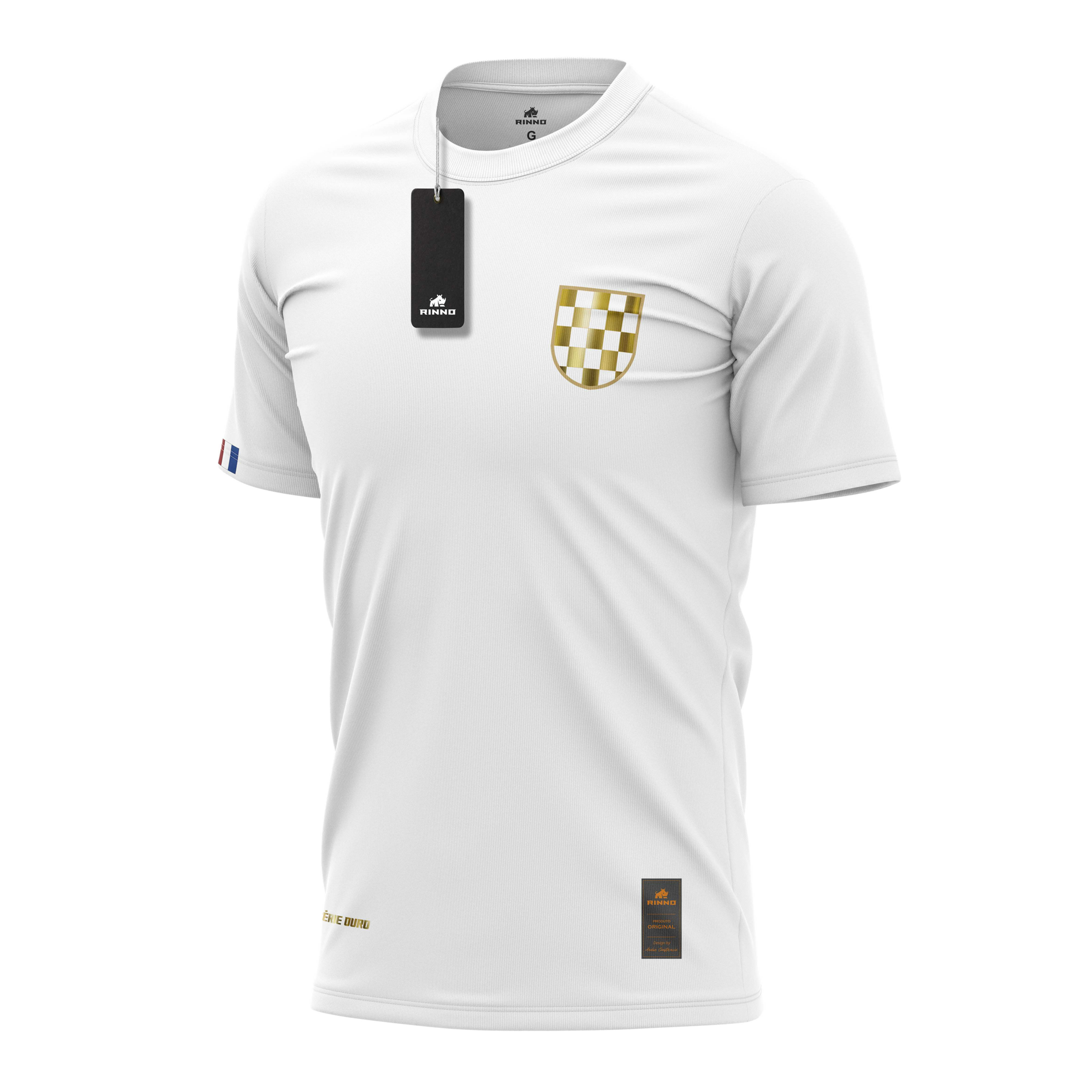 Camiseta Croácia Branca Série Ouro Algodão Nobre Rinno Clássicos