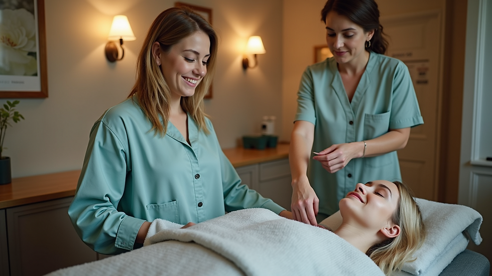 High angle view of a local community event at a med spa