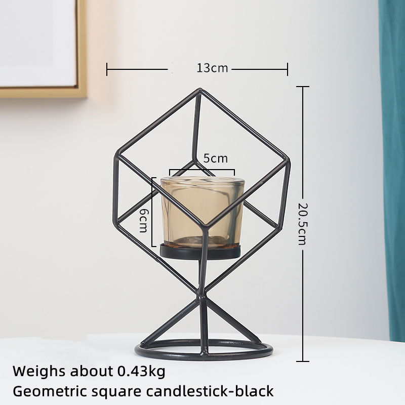 Thumbnail: Nordic Style Golden Geometric Metal Candle Holder Creative Romantic Candlelight