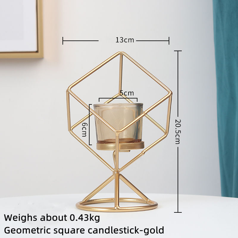 Thumbnail: Nordic Style Golden Geometric Metal Candle Holder Creative Romantic Candlelight