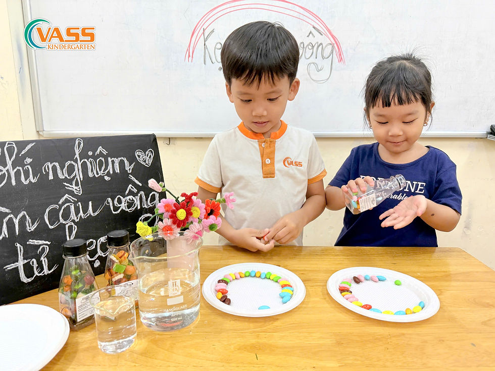 Thí Nghiệm Vui: Làm Cầu Vồng Bằng Kẹo – Khi Khoa Học Trở Nên Ngọt Ngào Tại VASS