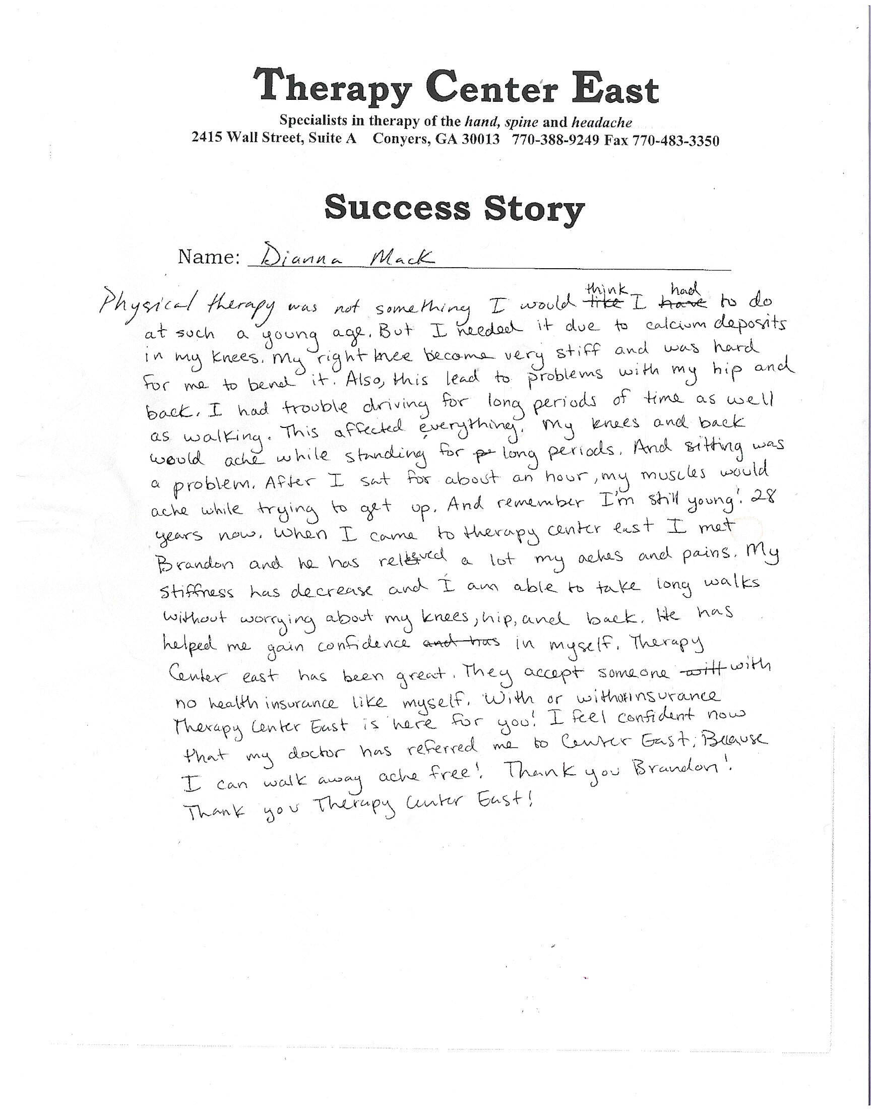 Back and Legs Success Story