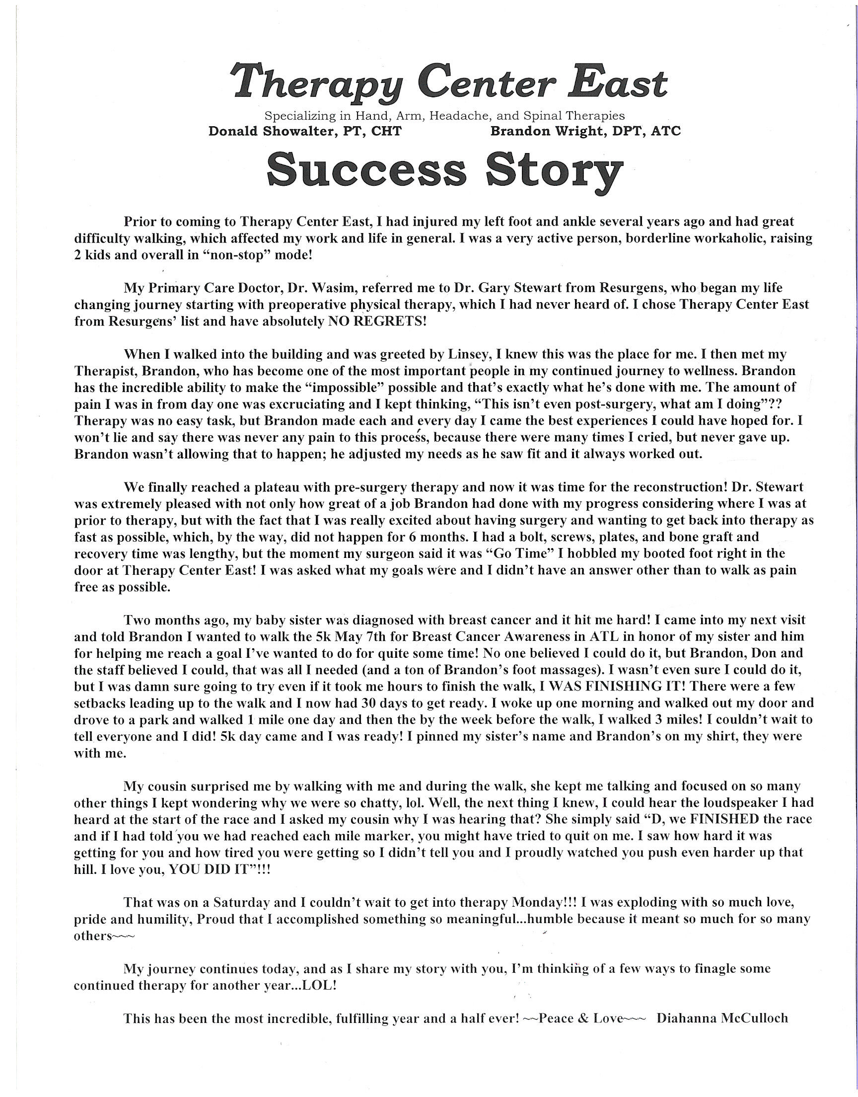 Ankle and Foot Success Story