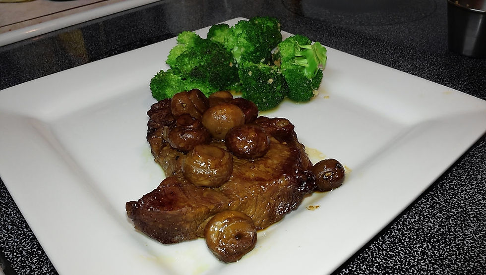 NEW YORK STRIP STEAK WITH STEAMED BROCCOLI