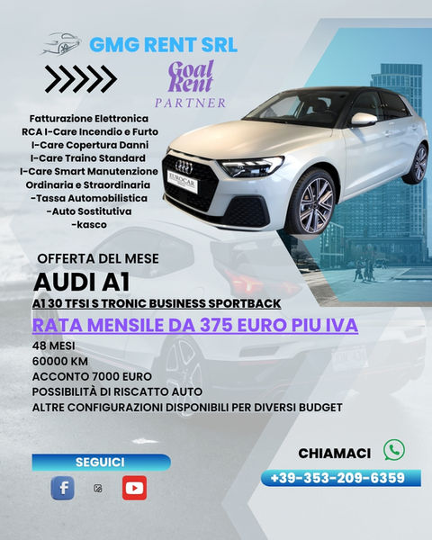 Audi A1 noleggio lungo termine: offerta del mese, GMG Rent S.R.L.