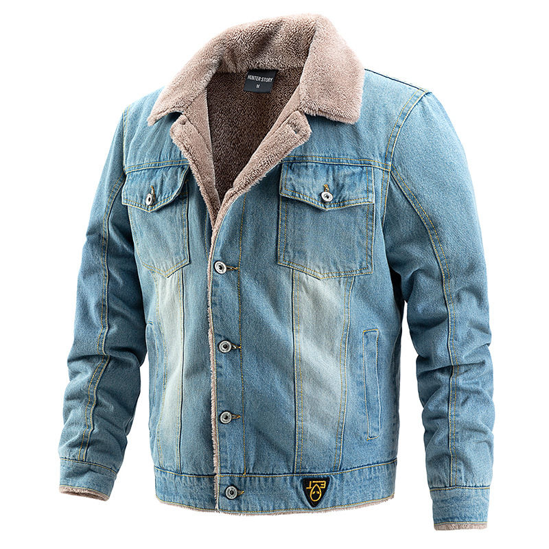 Miniatura: Chaqueta de mezclilla para hombre, forrado con terciopelo