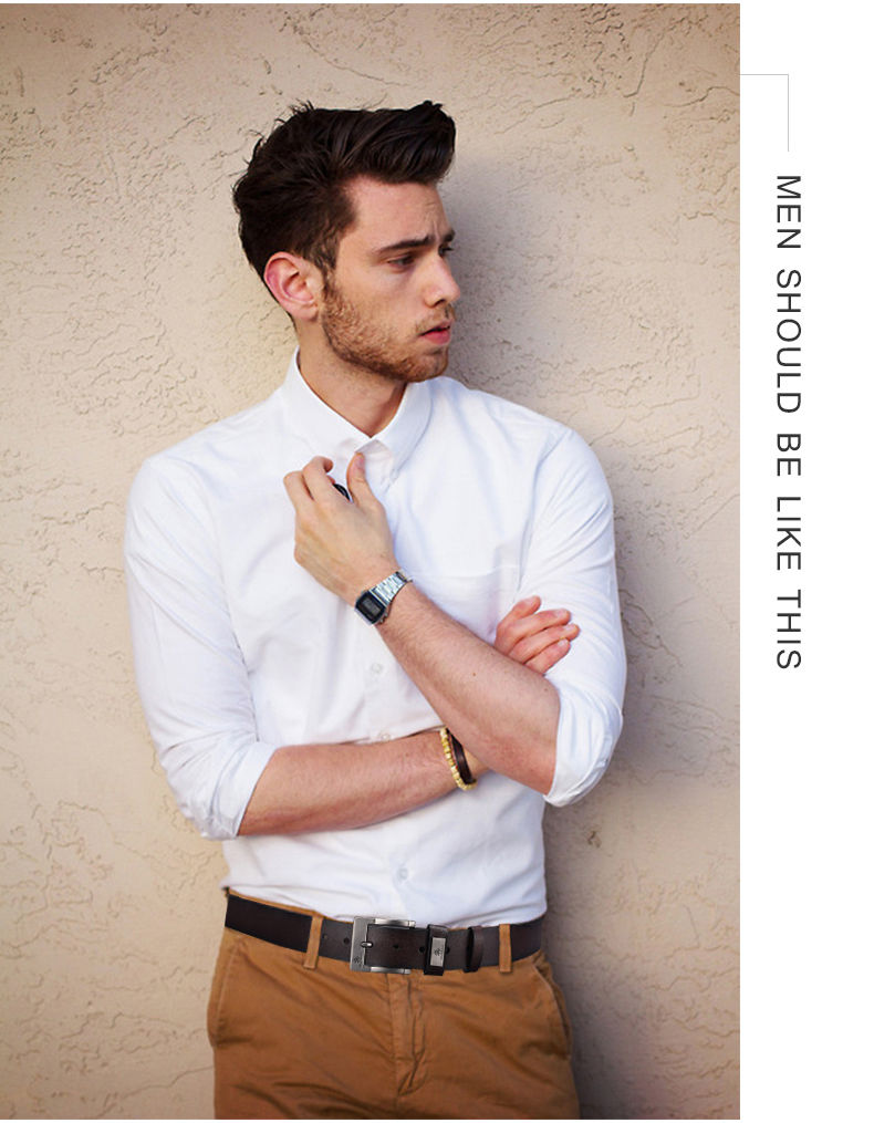 Miniatura: New Trend Men's High Quality Buckled Jeans Leather Casual Belt Business Cowboy B