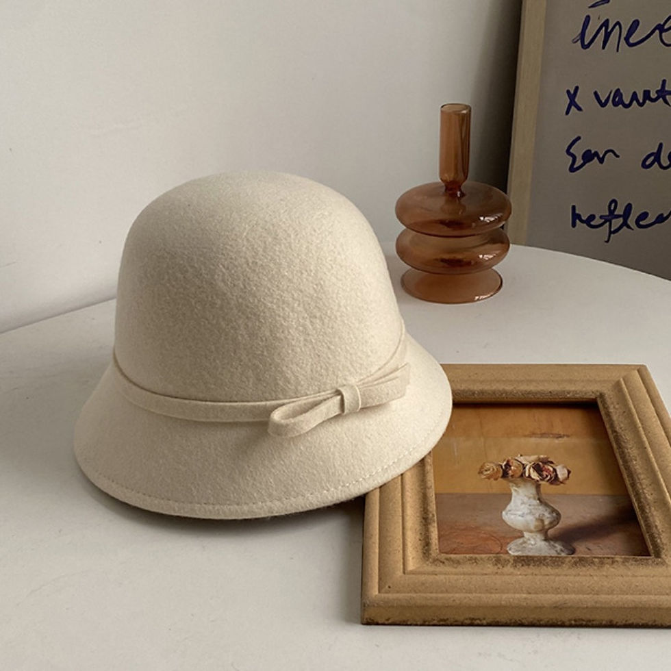 Miniatura: Retro Hepburnesque Felt Formal Hat Panama Cap Wealthy Heiress Style Bowknot Buck