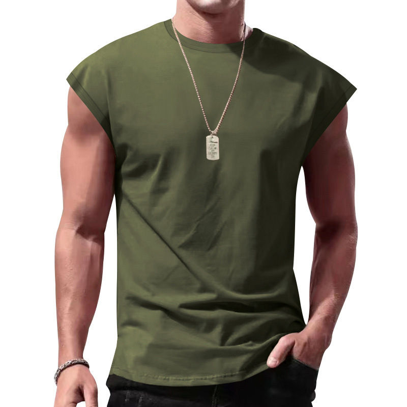 Men's Loose Short Sleeve T-Shirt round Neck Sleeveless Casual Breathable Summer