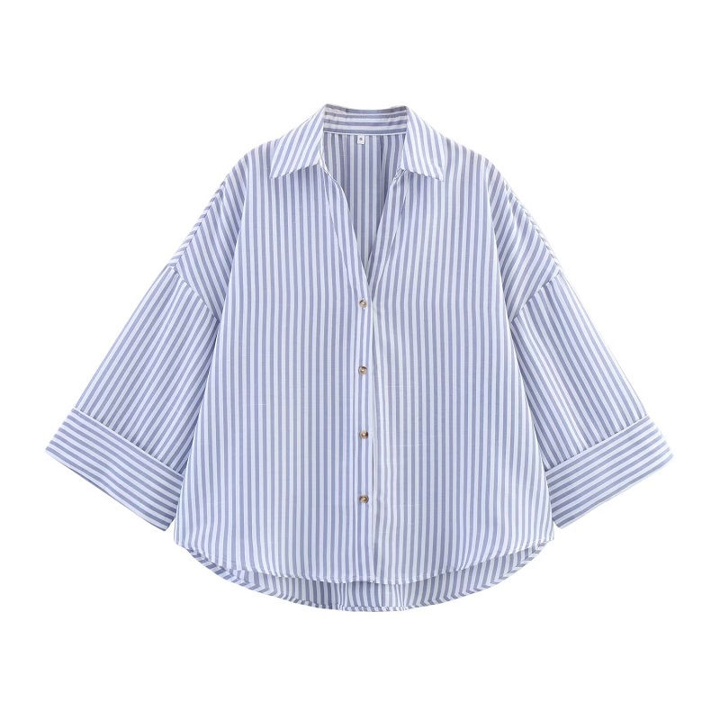 Miniatura: MUJER Women's Shirts Striped Oversize Shirts for Women Wide Sleeve Casual Shirts